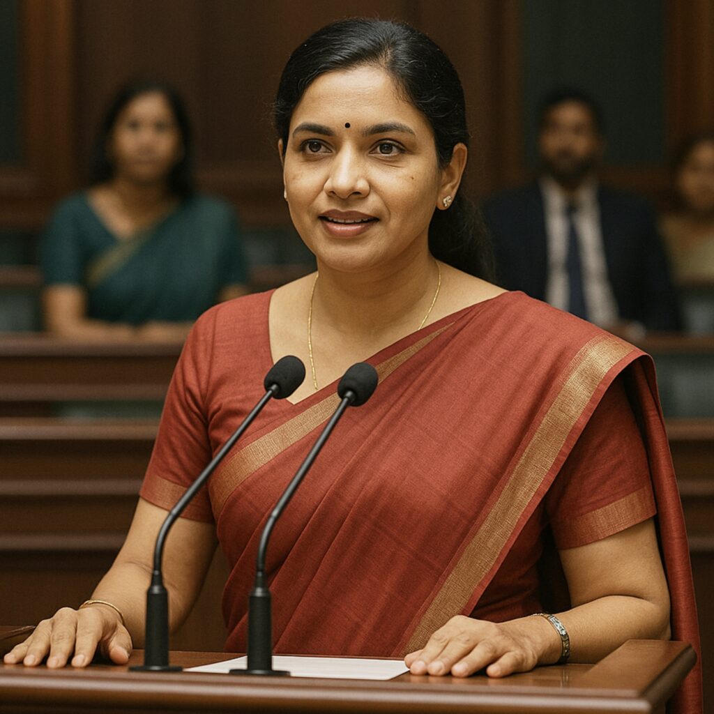 महिला नेता का सक्रिय प्रतिनिधित्व AI generated image of women in Indian politics.